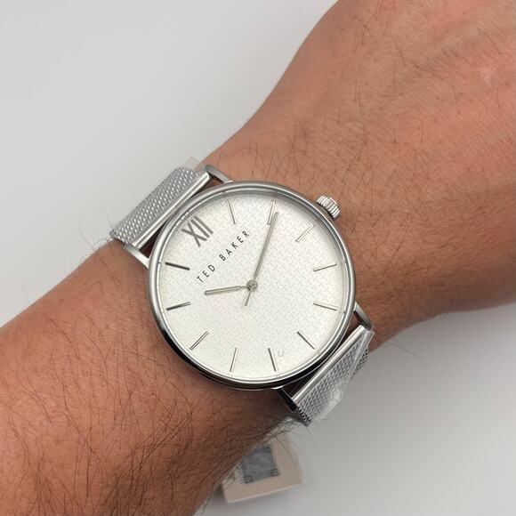 Ted Baker Phylipa BKPPGS217 Mens 43mm Silver Mesh White Dial Quartz. NIBWT - Picture 15 of 16